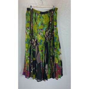 Soft Surroundings Multicolor Mix floral Print Chiffon Maxi Broom Skirt Sz XL